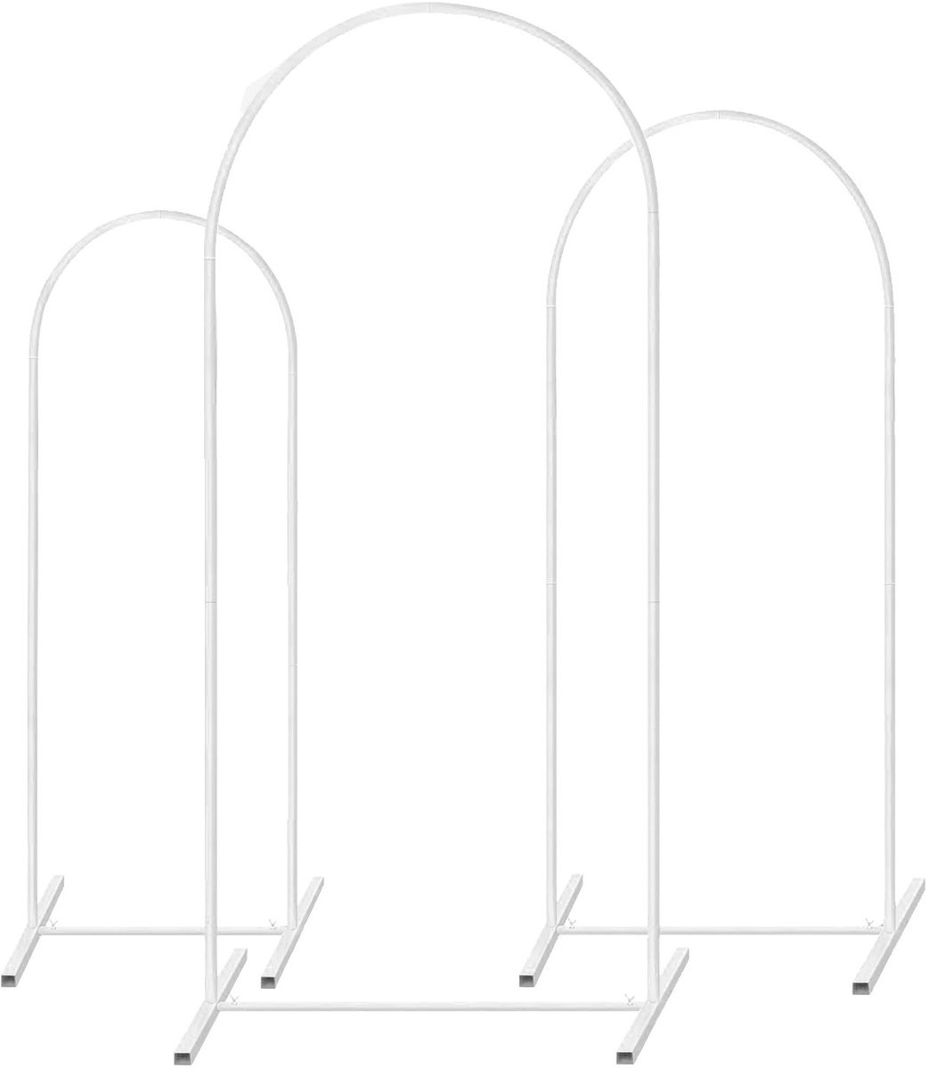 Hennova Bruiloft boog - Metalen boog - Decoratie - Ballonnenboog - Verjaardag - Babyshower - Feest - Trouwerij - Rond - Set van 3 - 1.80 cm hoog - Wit