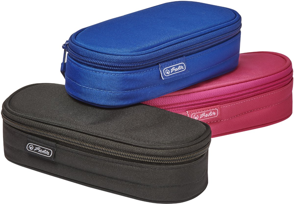 Herlitz pennenzak van nylon, blauw.