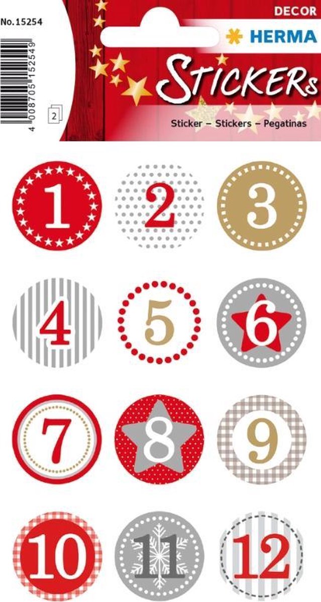 HERMA 15254 sticker Papier Multi kleuren Permanent 24 stuk(s)