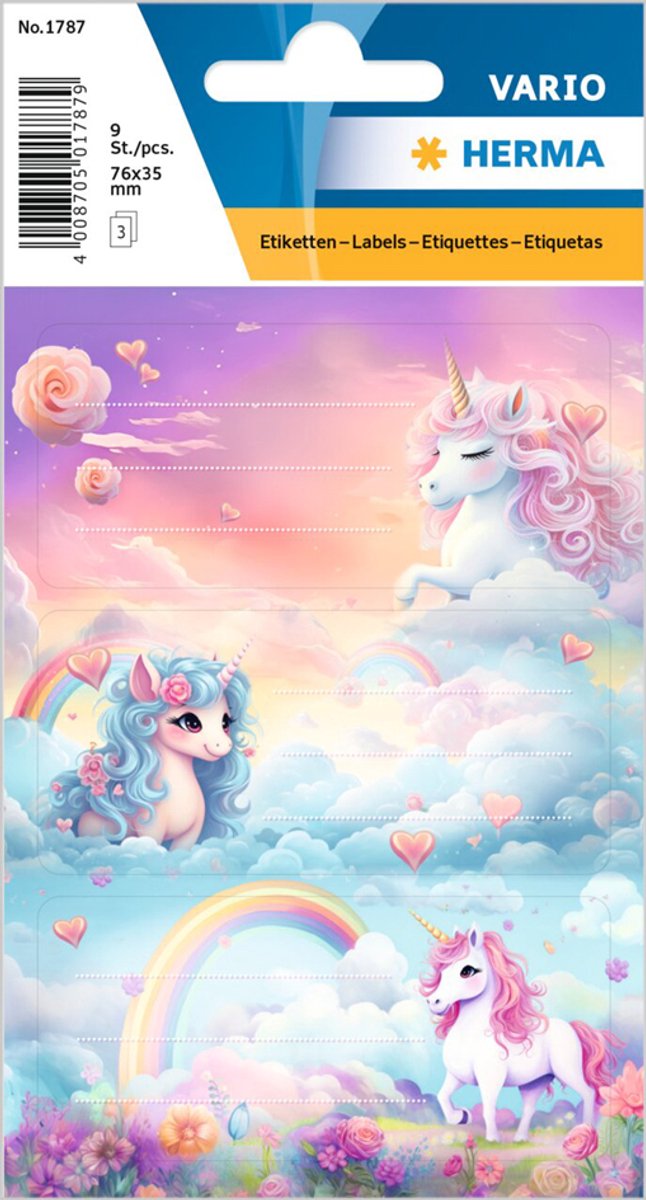 HERMA boeketiketten VARIO Happy Unicorns, papier