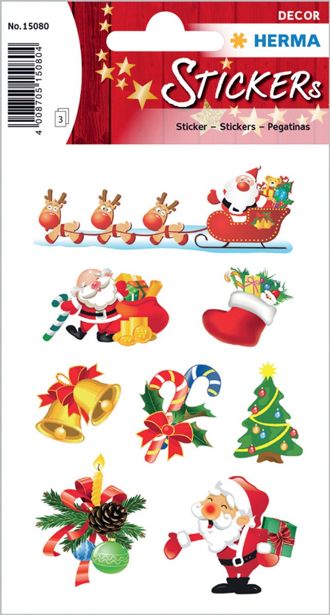 Herma Kerstdecoratie Stickers Vrolijke Kerstman
