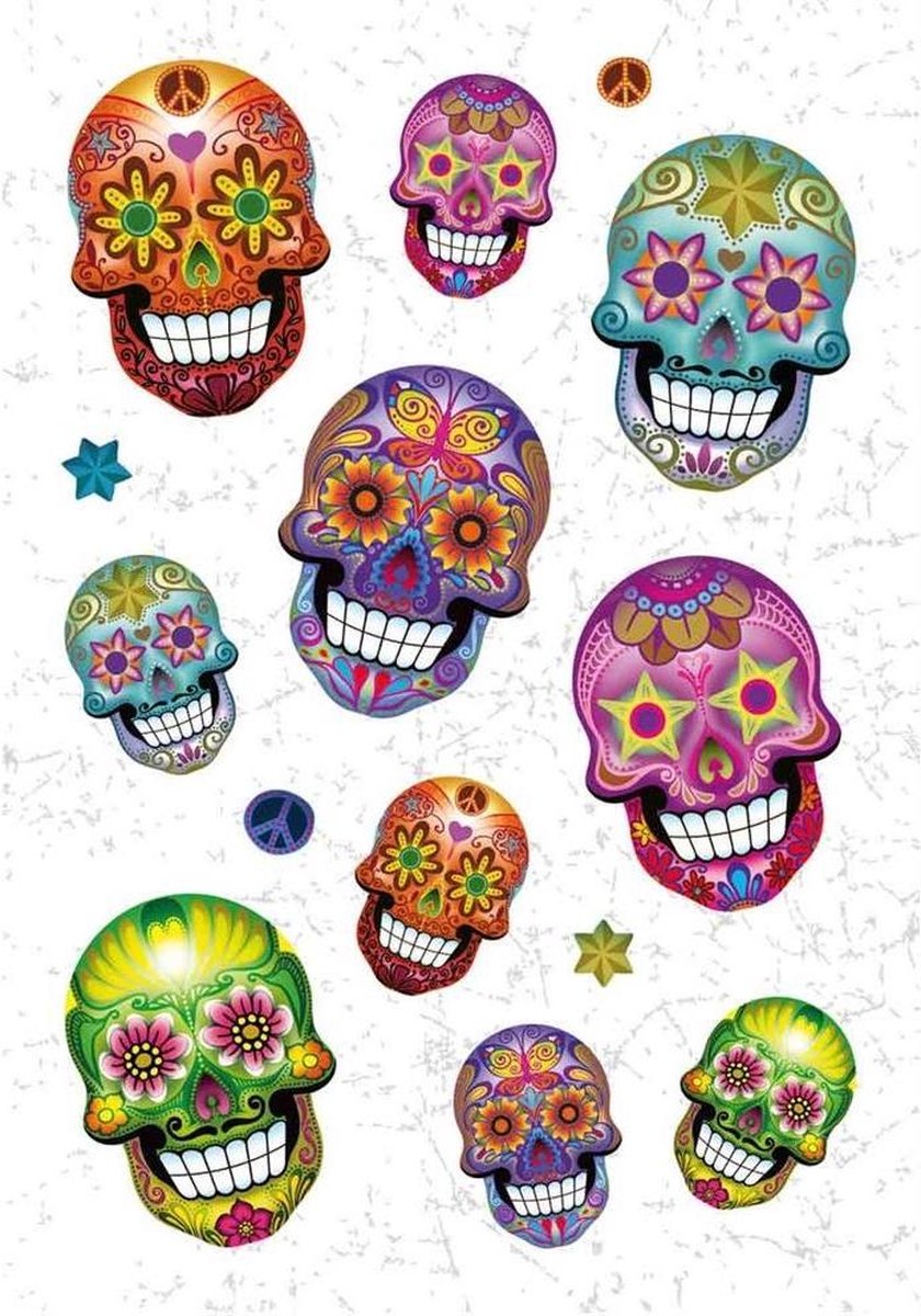 Herma Stickervel Magic Flowerpower Skull Junior Glitter Folie 14-delig