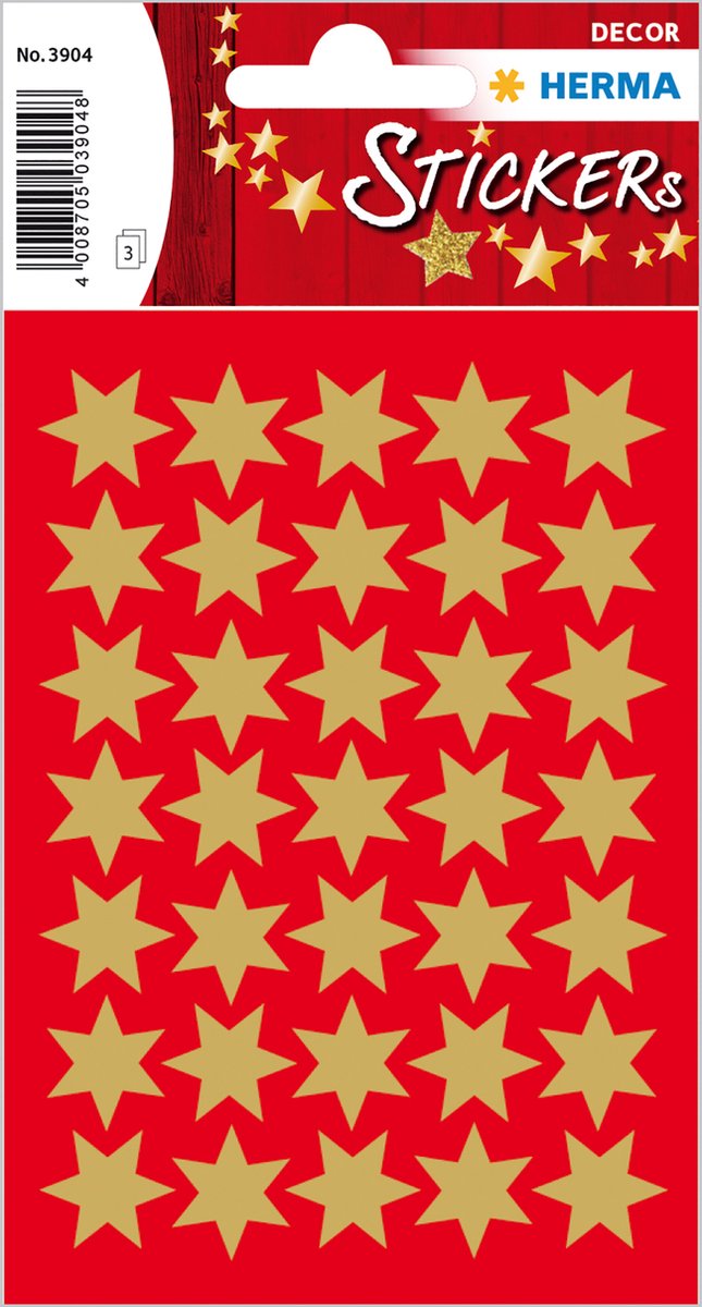 Kerststerren stickertjes, 16 mm, goudkleurig