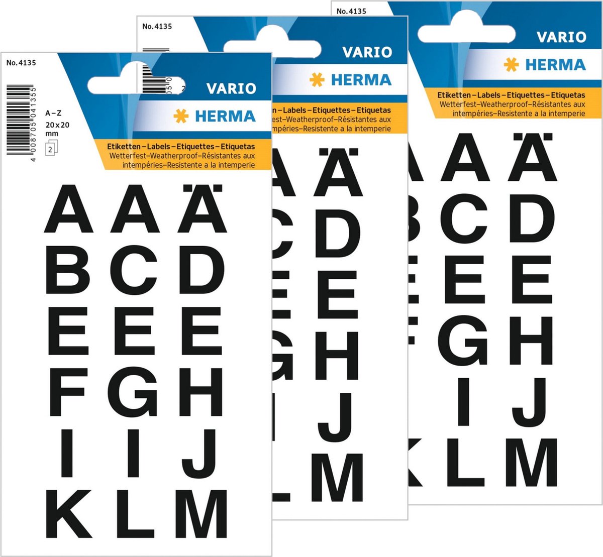 Stickervellen met 108x stuks alfabet plak letters A-Z zwart 20x20 mm