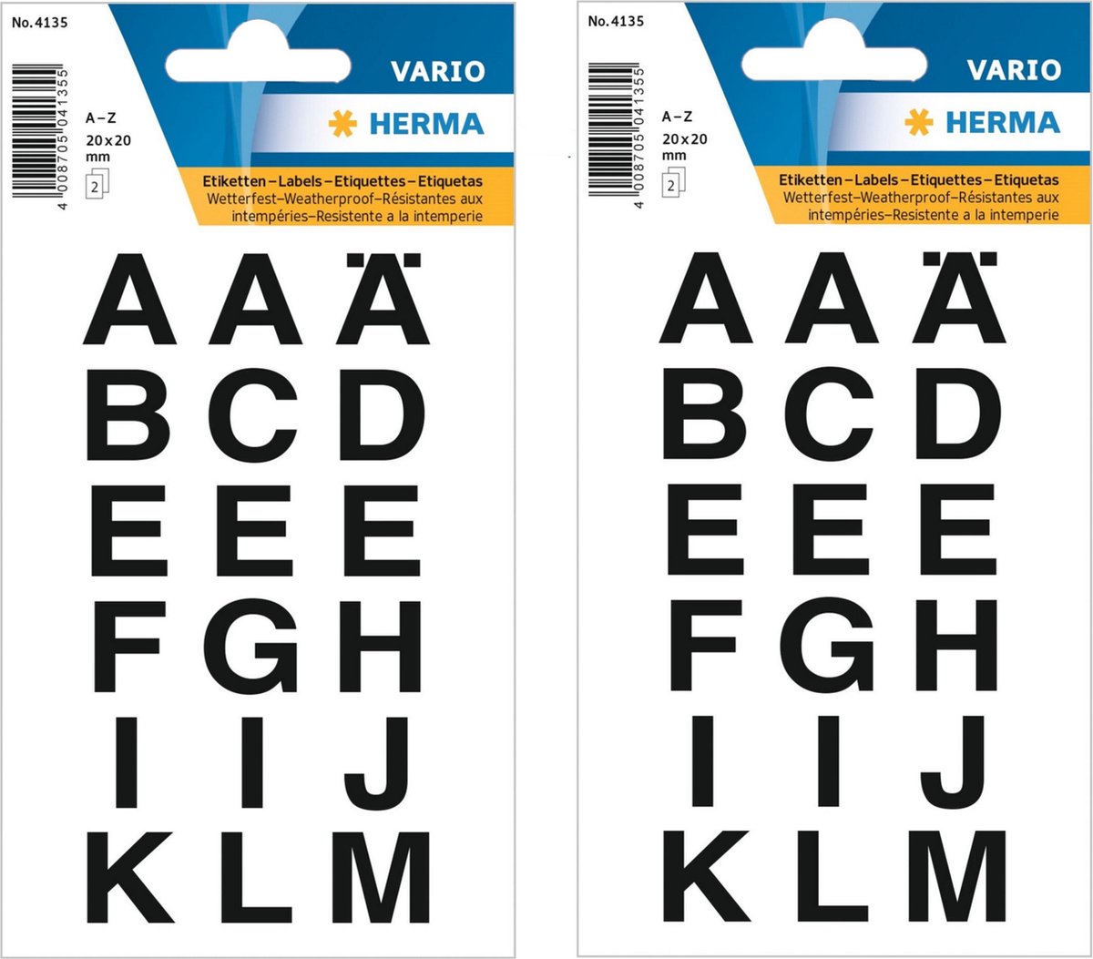 Stickervellen met 144x stuks alfabet plak letters A-Z zwart 20x20 mm