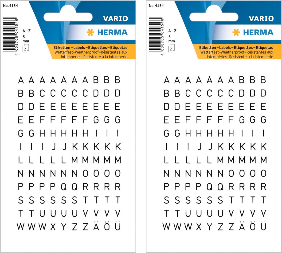 Stickervelletjes met 480x stuks alfabet plak letters zwart/transparant 5 mm