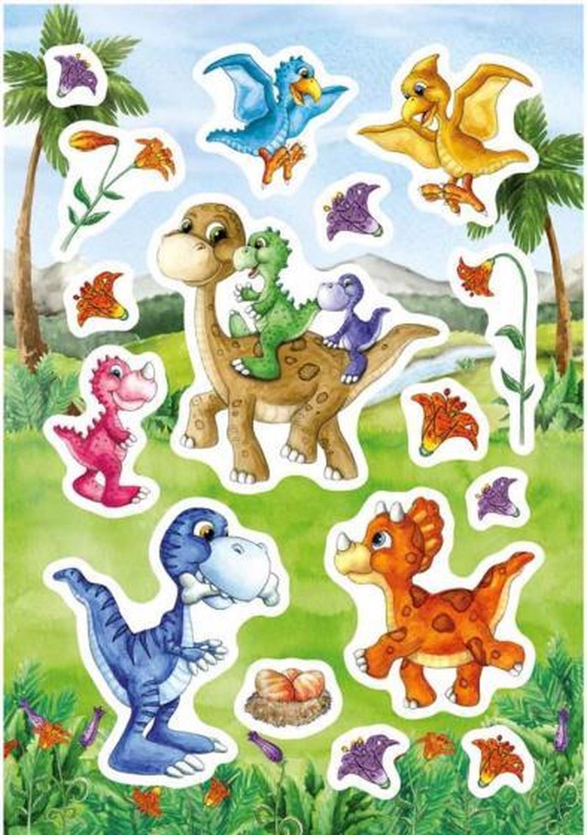 stickers Dino Babys junior 12 x 8,4 cm folie 16 stuks