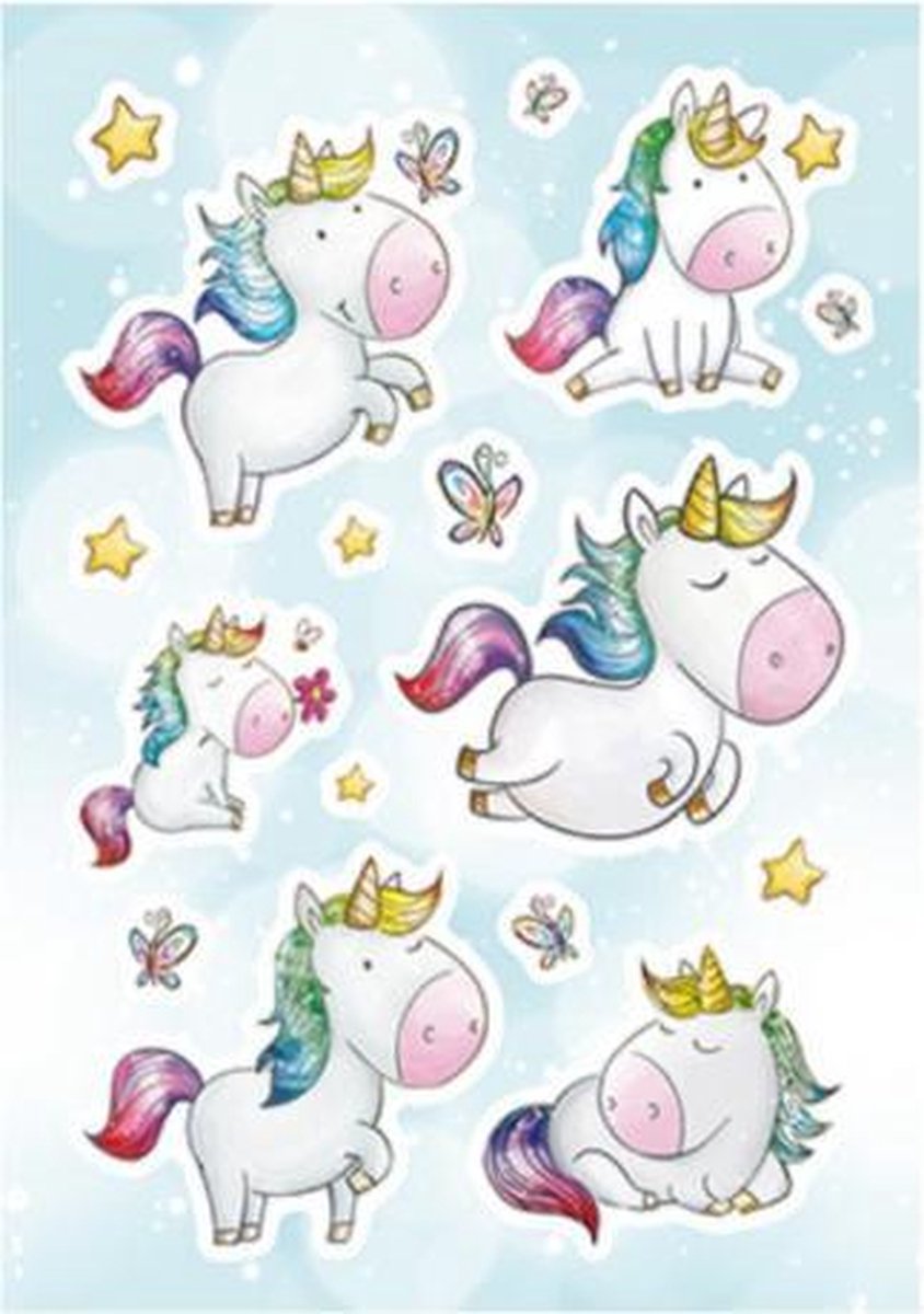 stickers Magic Unicorn meisjes 12 x 8,4 cm folie 16 stuks