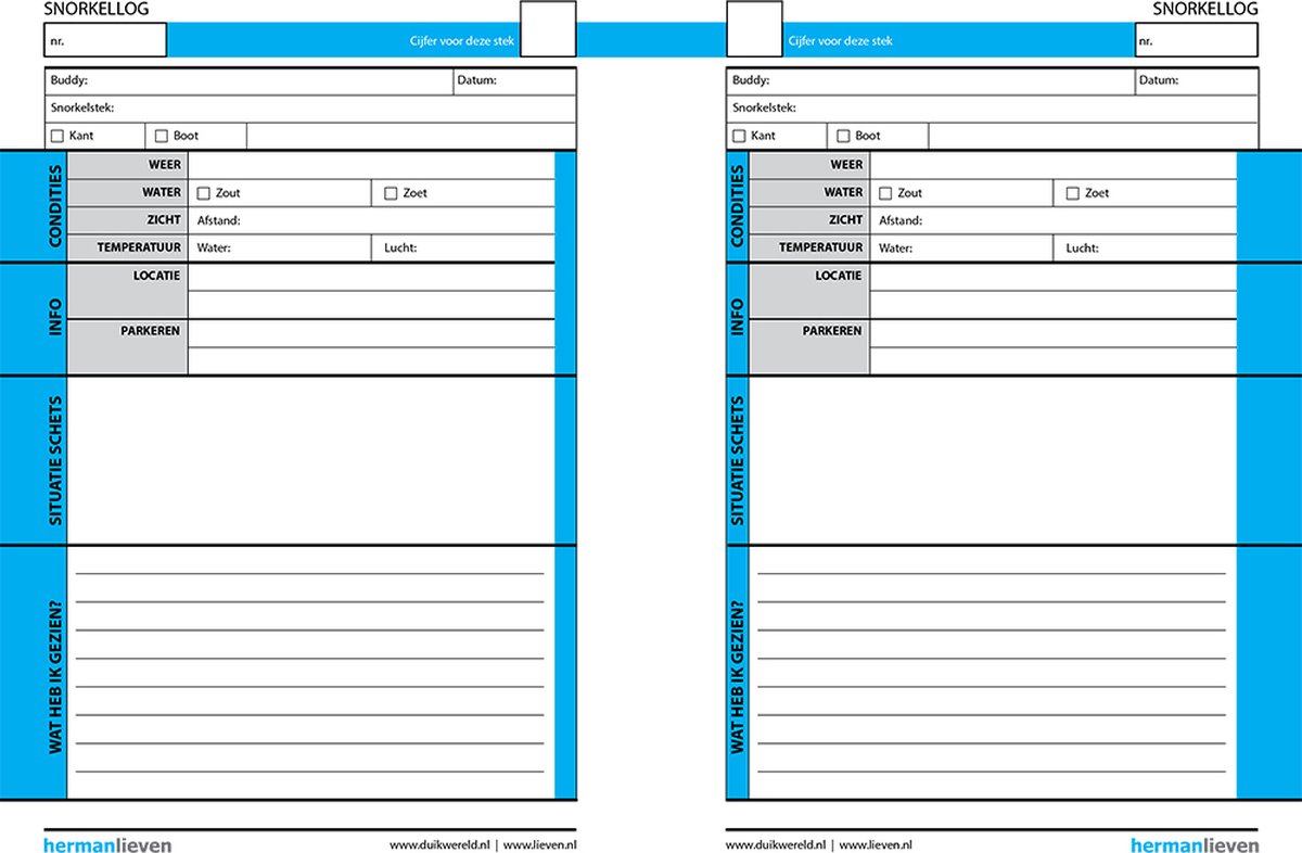 Herman Lieven Logboek voor Snorkelaars - 42 paginas
