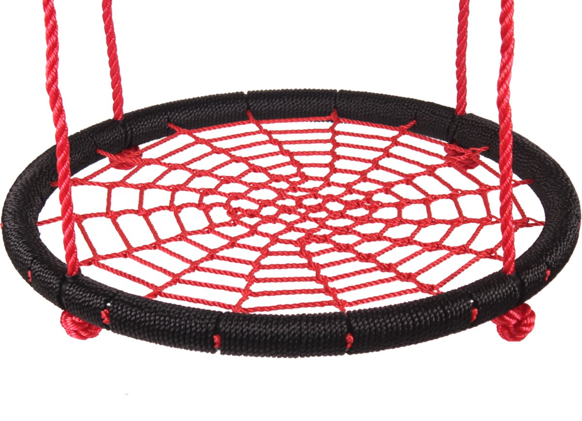 Nestschommel Ø90cm Zwart-rood PP touwen