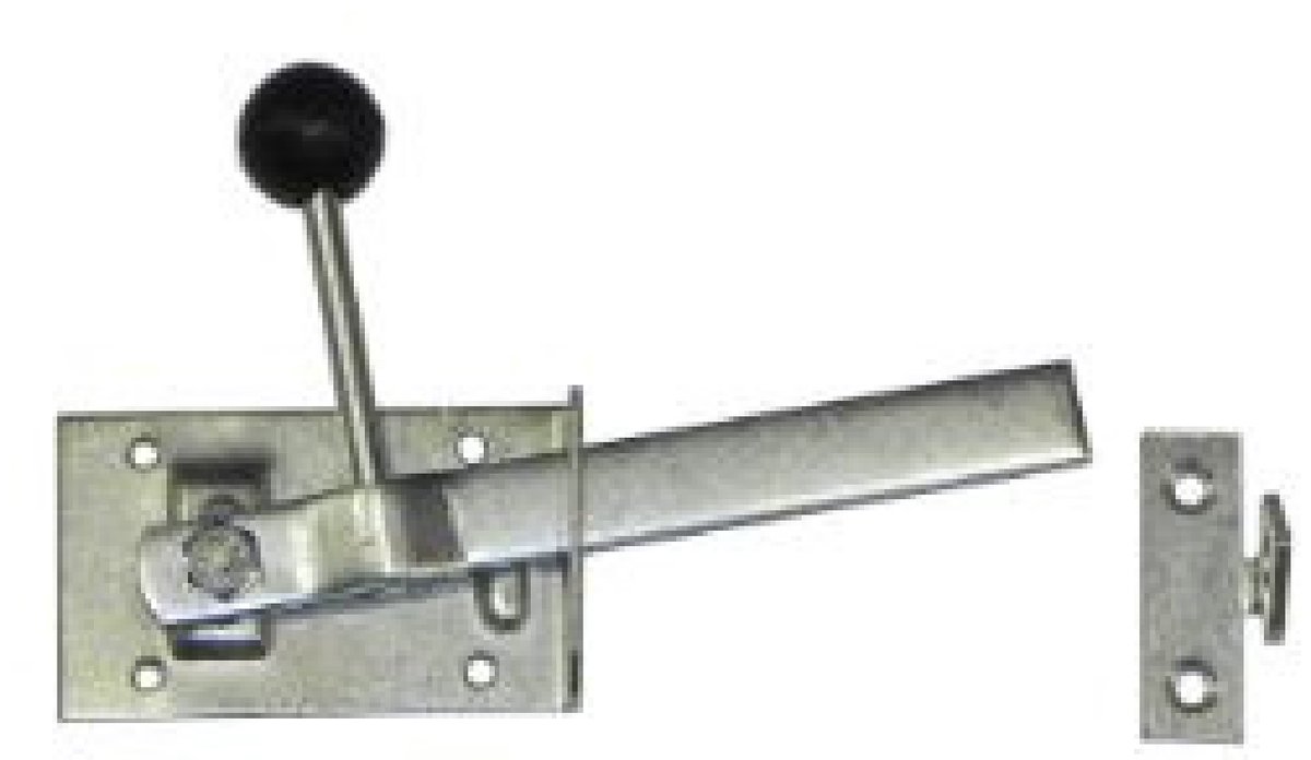 Tuinheksluiting met knop, geel gebr. (verzinkt)