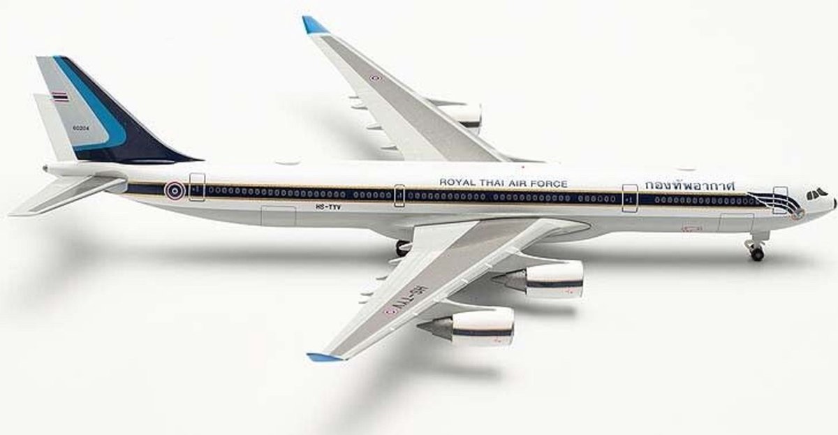 Herpa schaalmodel Airbus vliegtuig A340-500 Royal Thai Air Force schaal 1:500 lengte 13,6cm