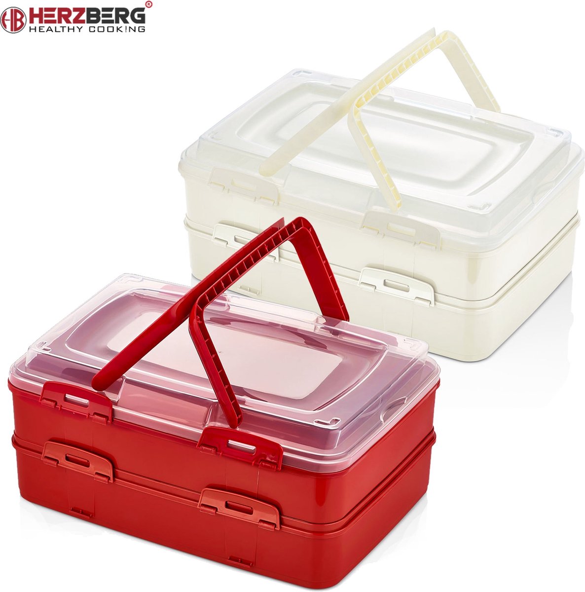 Herzberg Duplex Takeaway Pastry Carrying Box Red