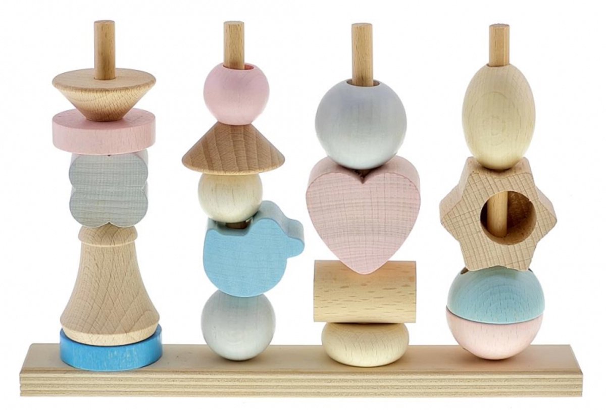 Hess houten stapelspel educatief speelgoed multicolor naturel.