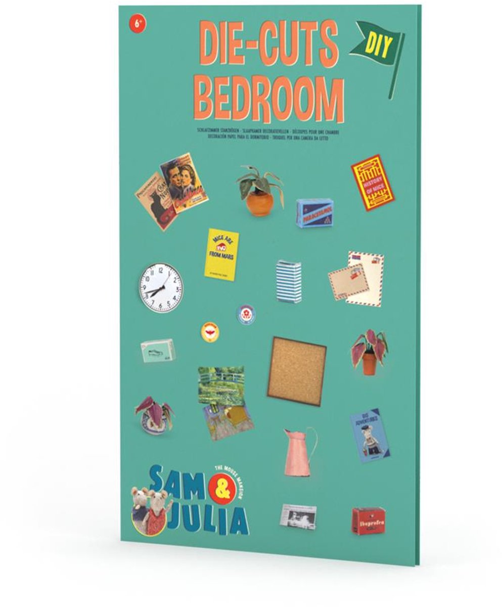 Het Muizenhuis decoratievellen slaapkamer - knutselset miniatuur karton.