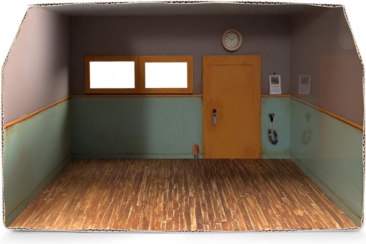 Het Muizenhuis speelset klaslokaal - kartonnen miniatuurkamer.