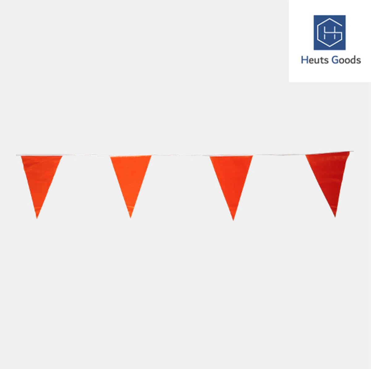 Heuts Goods - Oranje vlaggetjes - Oranje versiering - Oranje vlaggenlijn - Oranje slingers - Oranje vlaggetjeslijn - EK - WK - Oranje - Nederlands elftal - Koningsdag - 20 vlaggetjes - 10 Meter