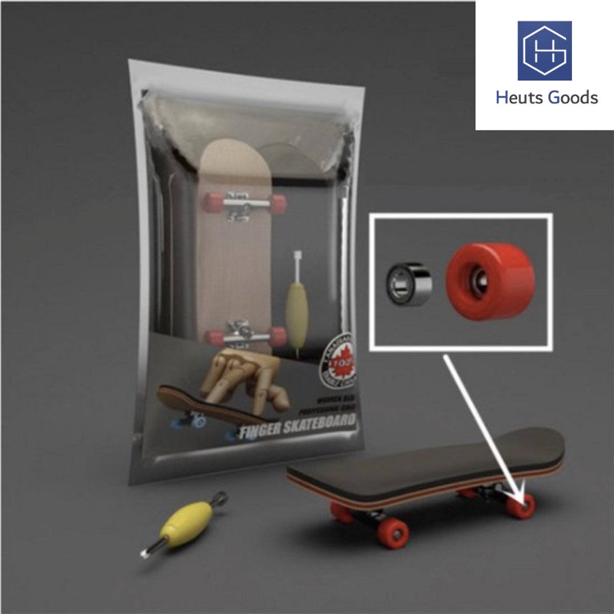 Heuts Goods - Vinger Skateboard - Fingerboard - Mini Skateboard - Skateboard Kan Kantelen - 5 Lagen - Hoge Kwaliteit - Rood