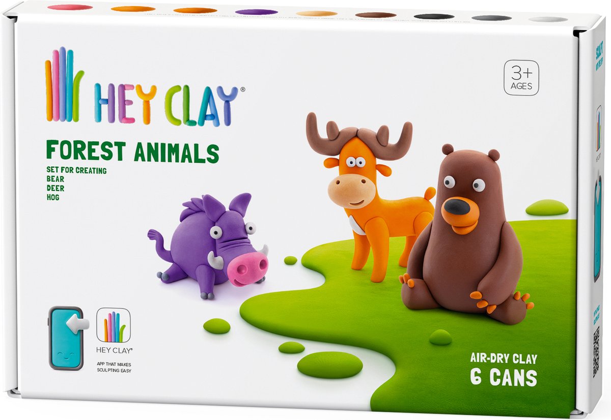 Hey Clay - interactieve speelklei - forest animals - beer, hert, zwijn