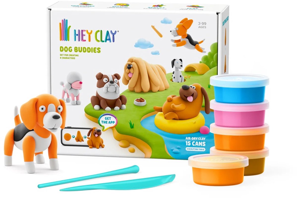 Hey Clay Boetseerklei Dog Buddies - 6 figuren