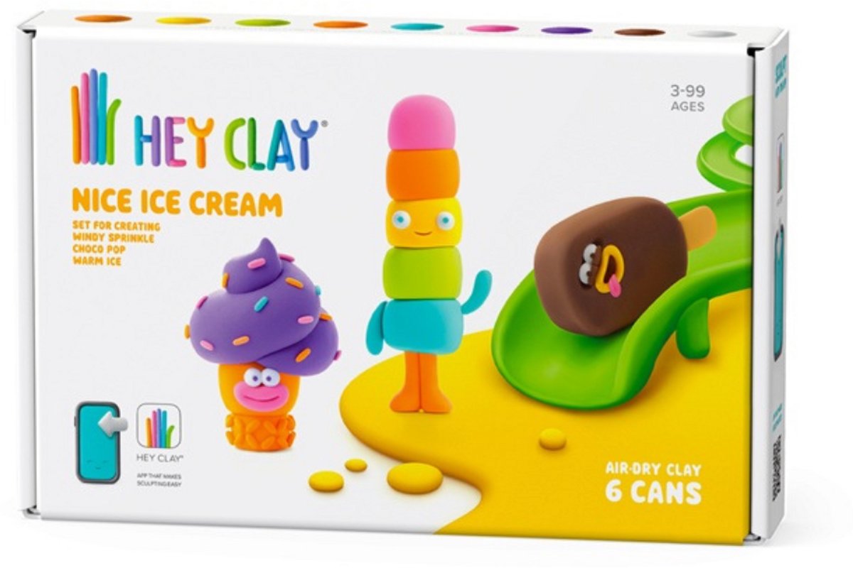 Hey Clay Boetseerklei Nice Ice Cream Windy Sprinkle, Choco Pop & Warm Ice - 3 figuren