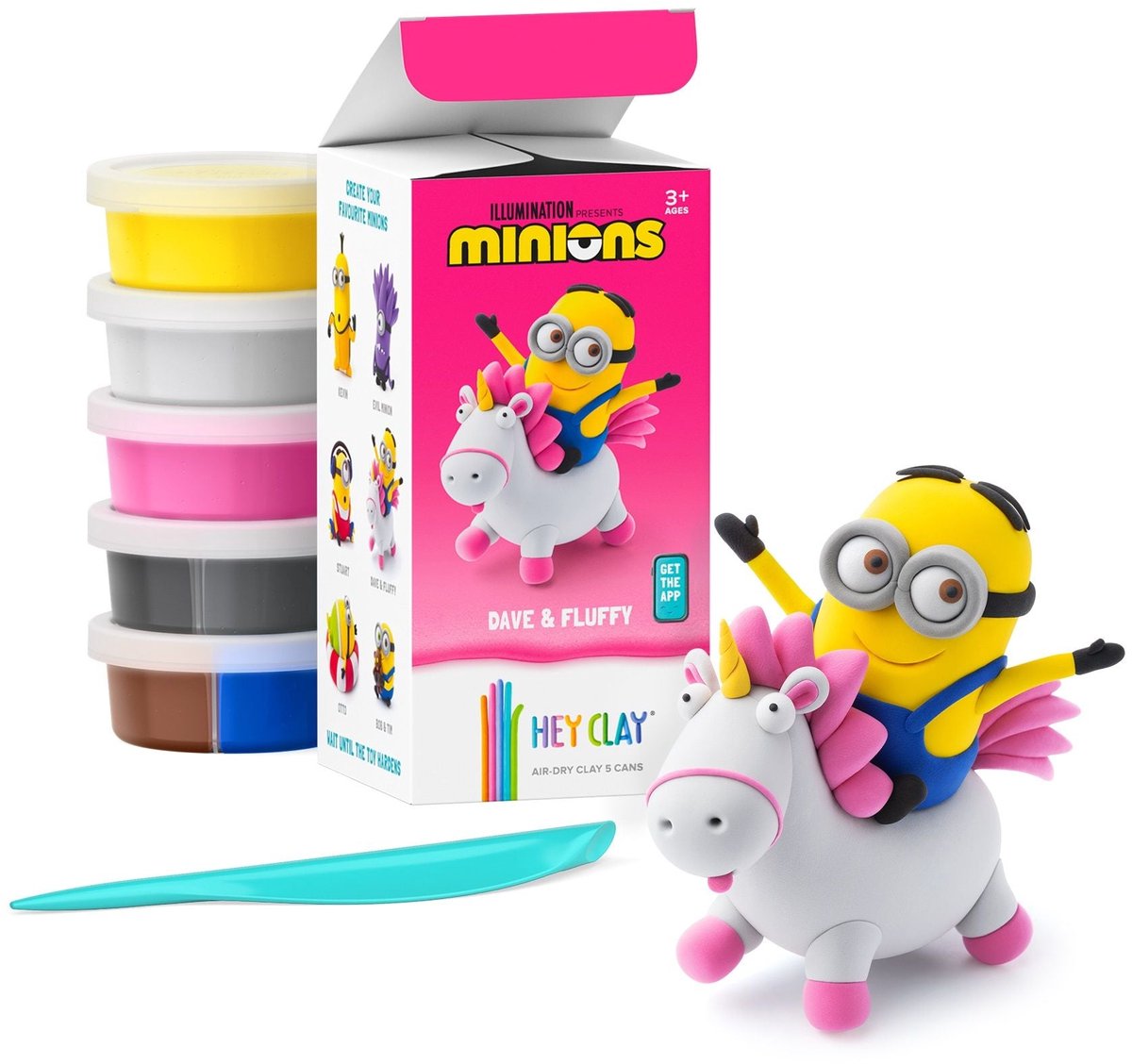 Hey Clay - interactieve speelklei - minions - 5 potjes - dave & fluffy