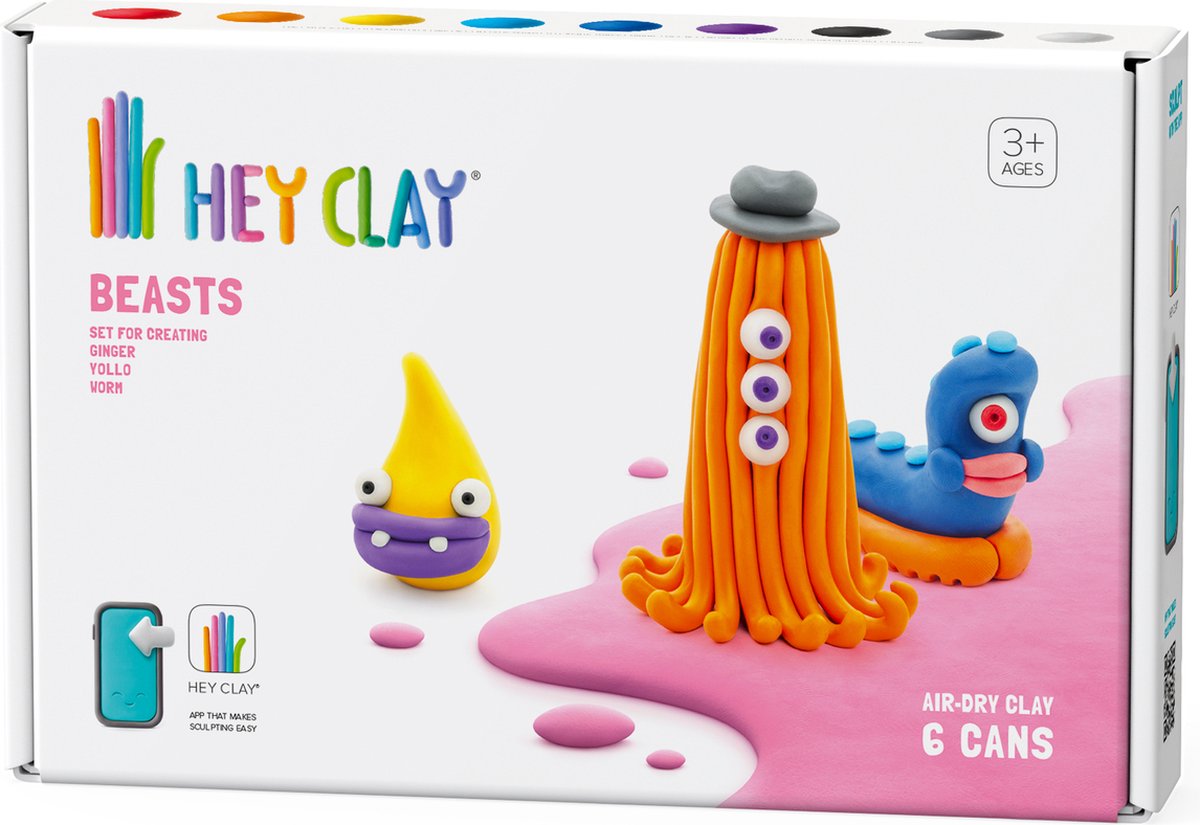 HeyClay - Beasts: Worm, Ginger, Drop 6 stuks