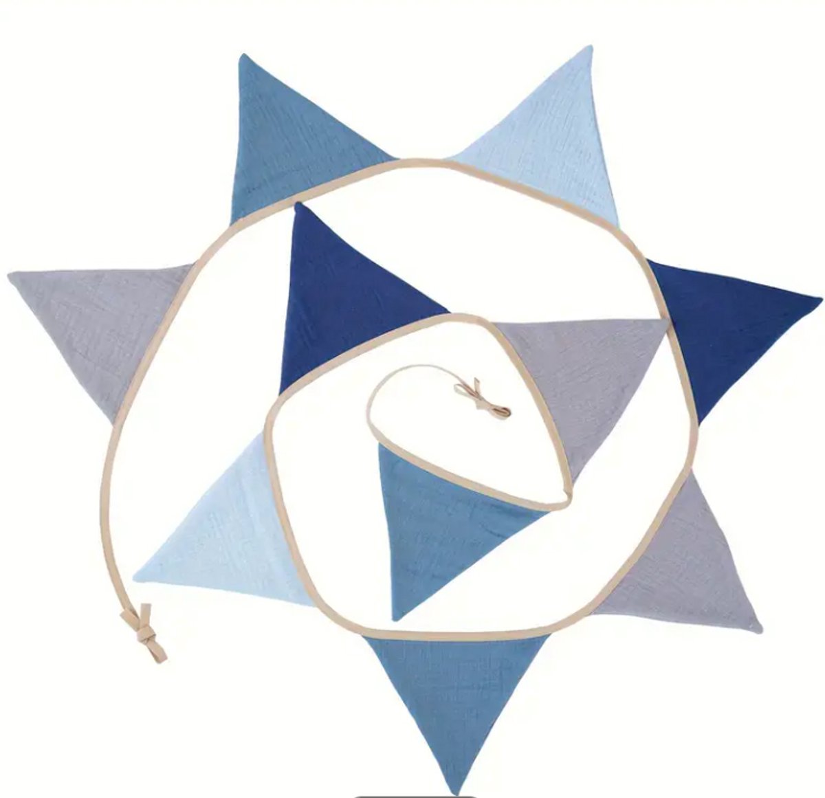 HHHK - Stoffen vlaggetjes - Stoffen Vlaggenlijn - Versiering - Duurzaam - Slingers - 2,6 meter Blauw Grijs