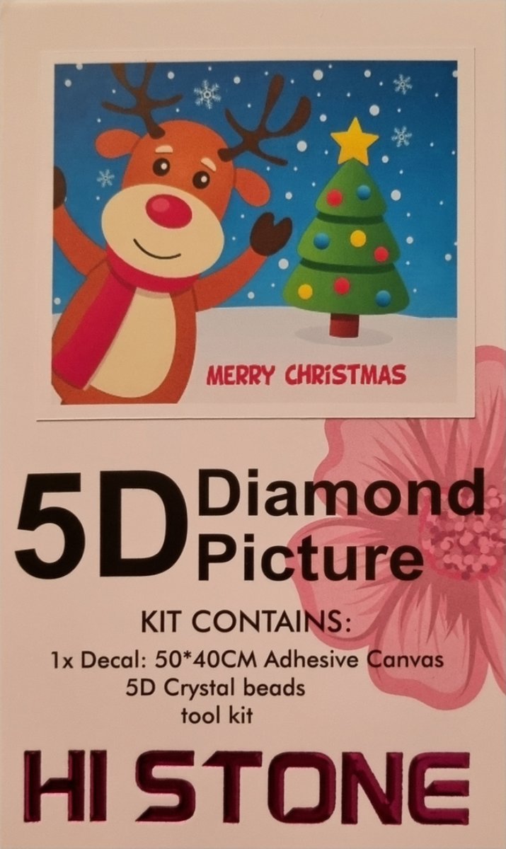 Diamond Painting kerst 50x40cm rendier met kerstboom