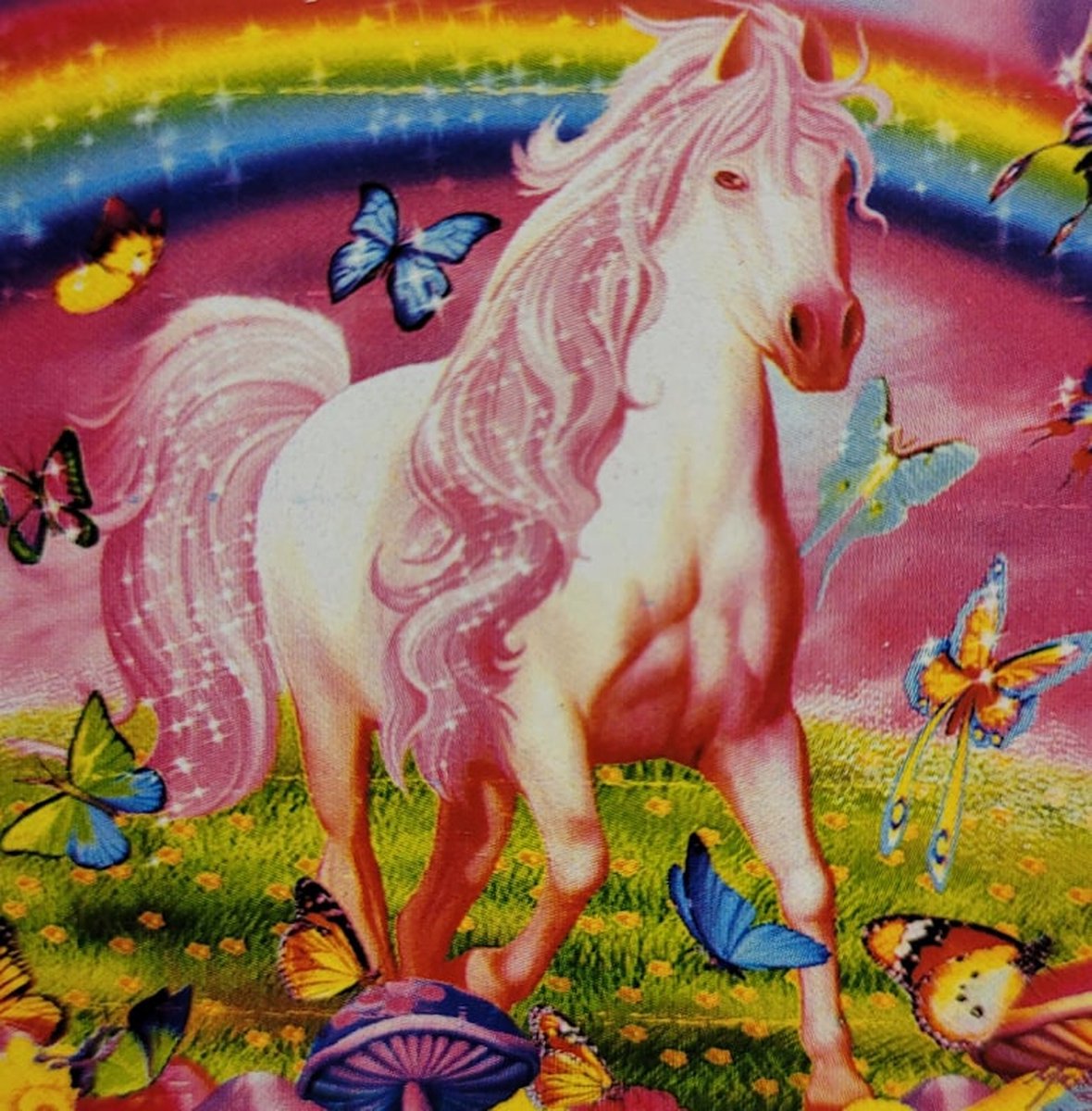 Diamond painting 30 x 30 CM canvas - 25 x 25 cm painting - 5D - kleurrijke achtergrond, regenboog met paard