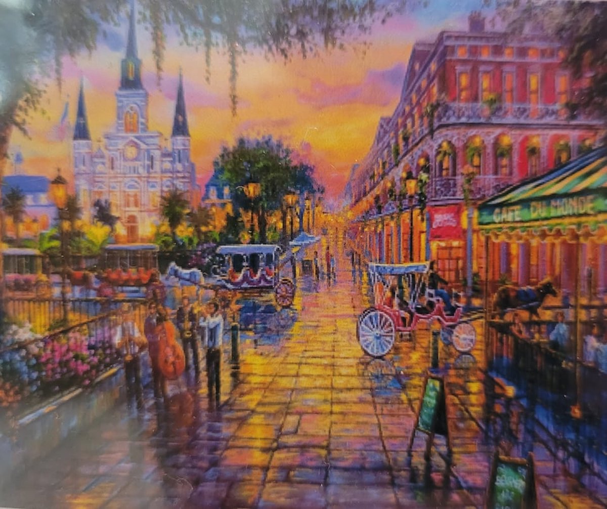 Diamond painting 40 x 50 CM canvas - 43.5 x 32.5 painting - 5D - Gezellige stad