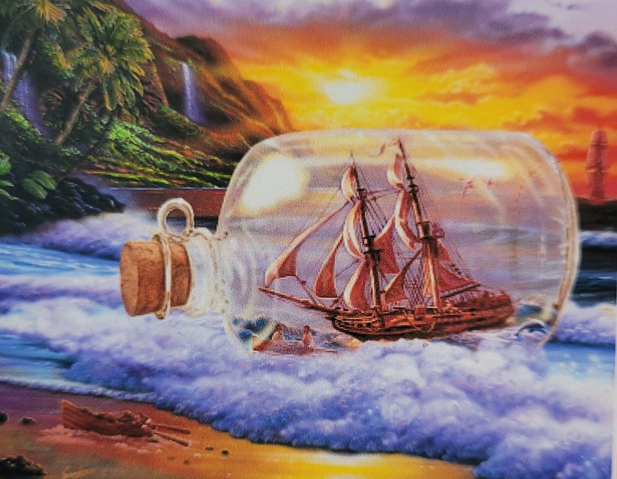Diamond painting 40 x 50 CM canvas - 43.5 x 32.5 painting - 5D - flessengeluk schip