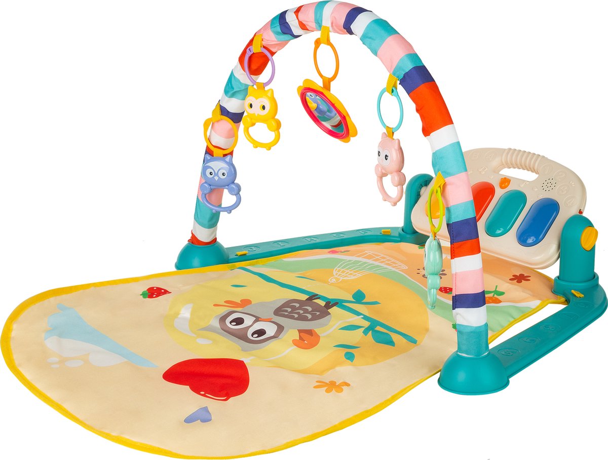 HiBaby Rio Speelkleed 3-in-1 Muzikale Activity - Baby speelkleed - Baby Gym - Speelmat - Speelkleed Peuters - Multicolor Licht Groen
