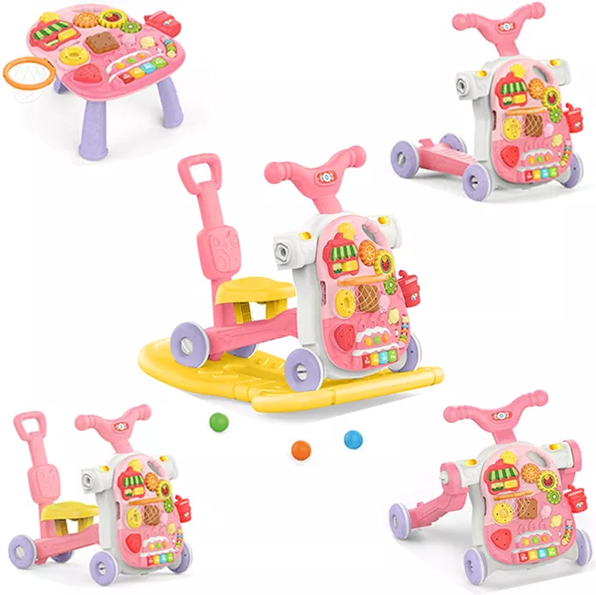 Hibaby 5 in 1 Baby Walker - Educatief Babyspeelgoed - Loopwagen met licht- en geluidseffecten
