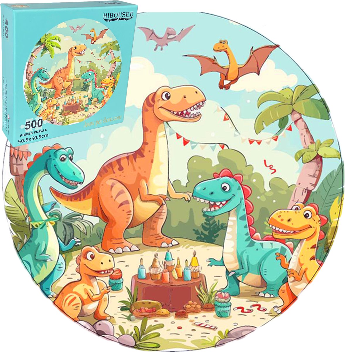 Hibousee Puzzel - Ronde Legpuzzel – 500 Stukjes Junglepuzzel met Dieren – Uniek Ontwerp, Educatief & Ontspannend – Voor Volwassenen & Kinderen
