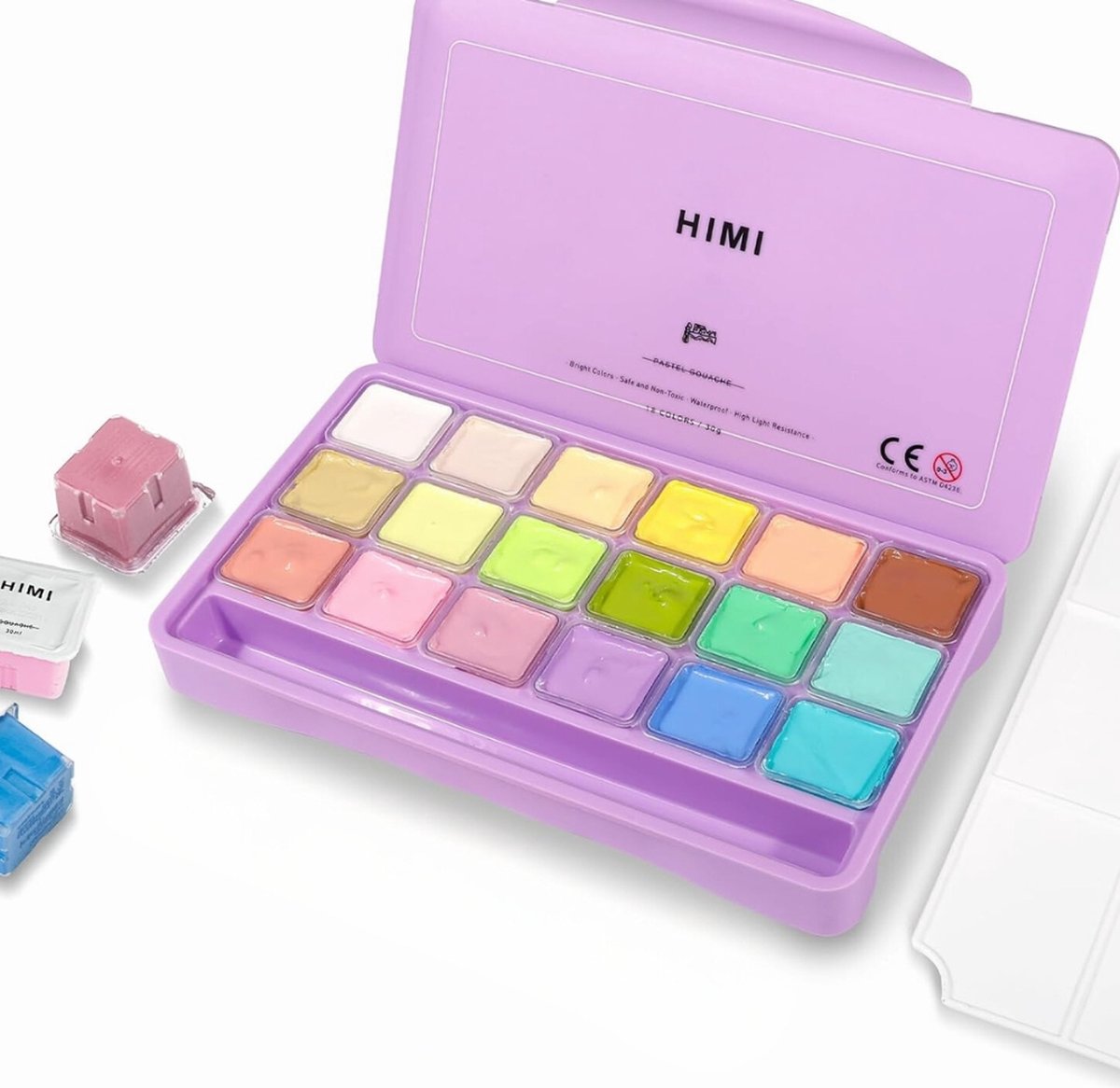 HIMI - Gouache - set van 18 Pastel kleuren 30g Lila