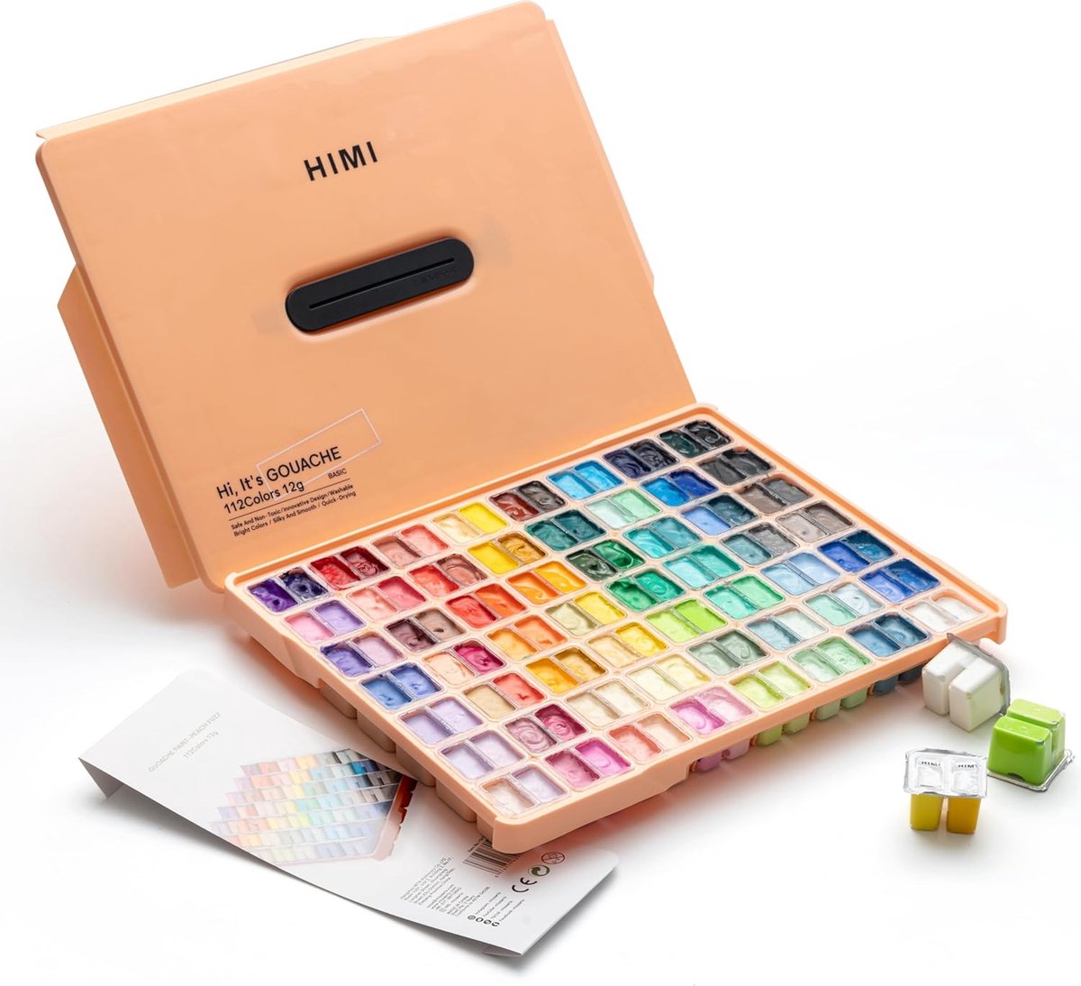 HIMI - Gouache set van 112 kleuren 12g – Twin split cups – Peach Fuzz