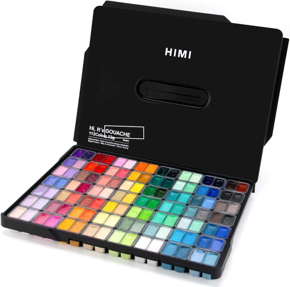 HIMI - Gouache – set van 112 kleuren 12g – Twin split cups – Black