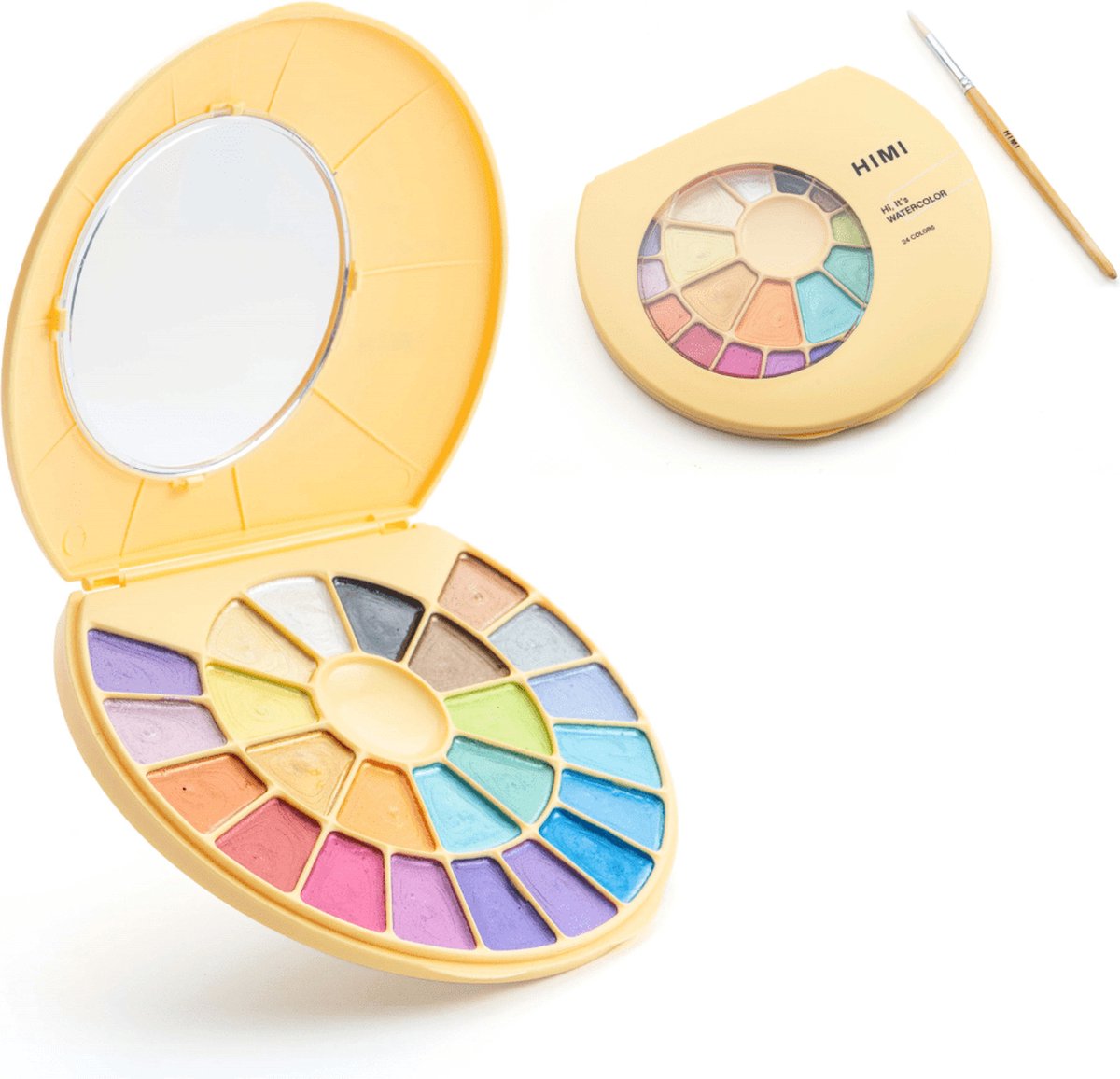HIMI Solid Metallic Watercolor Aquarelverf - set van 24 kleuren + penseel - Geel