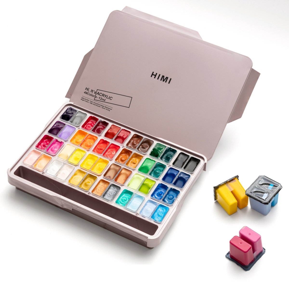HIMI Twin Cup Jelly Acrylverf Set – 48 kleuren 12g