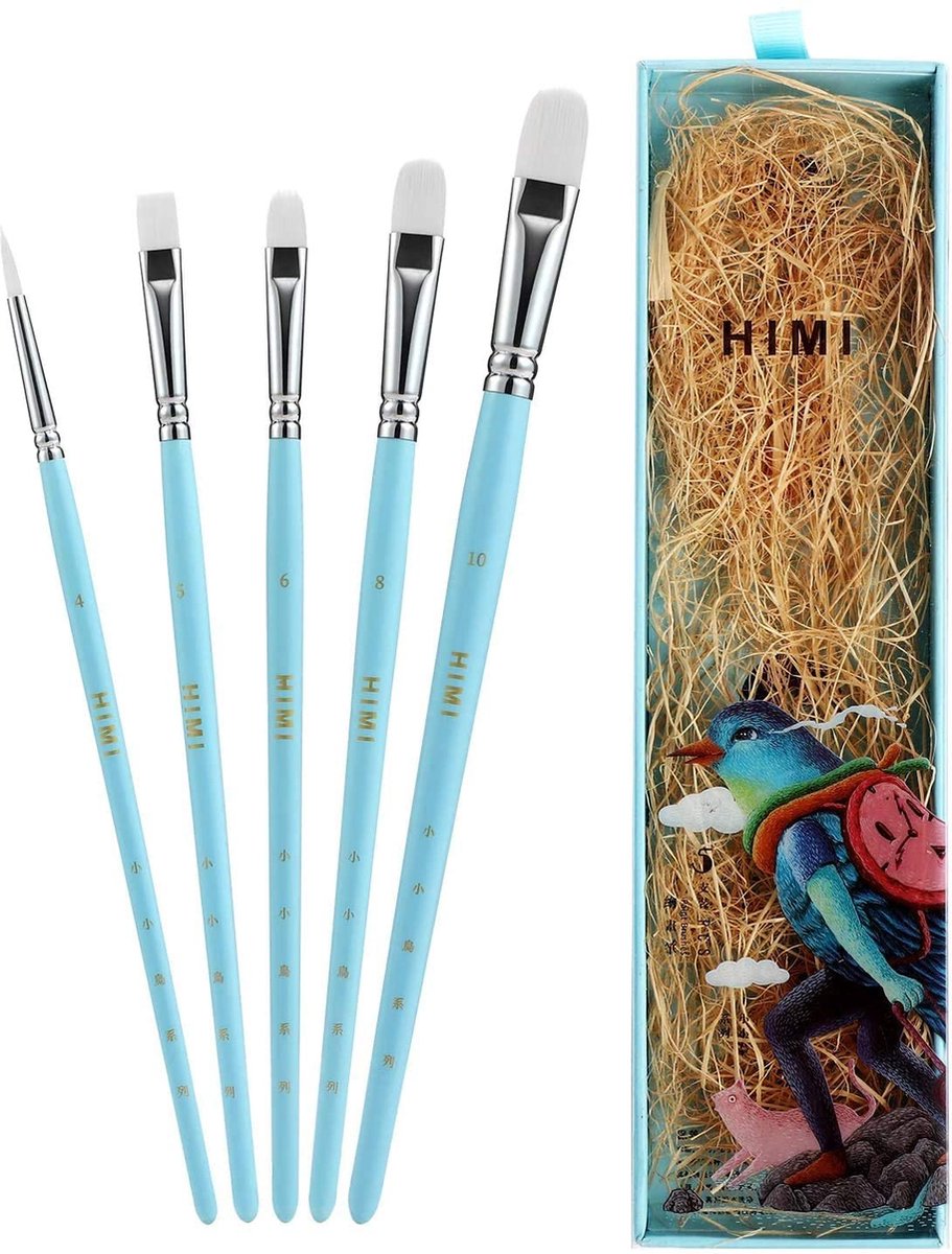 MIYA HIMI - Gouache penselenset - Set van 5 - Little Bird Blauw