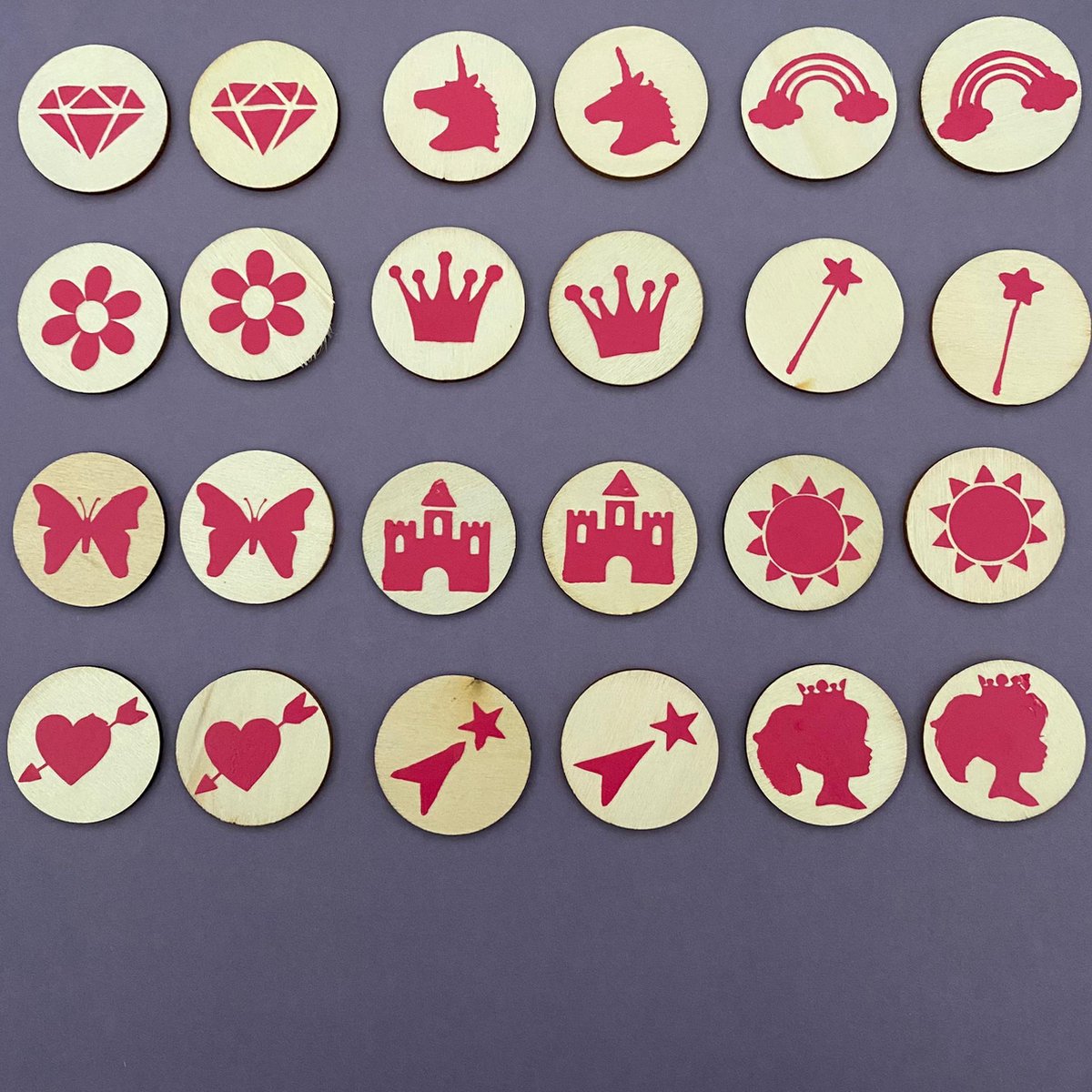 Memory Prinsessen Hout - Gepersonaliseerd met naam - Rose - Spel - Duurzaam - Hip met Pit Creaties