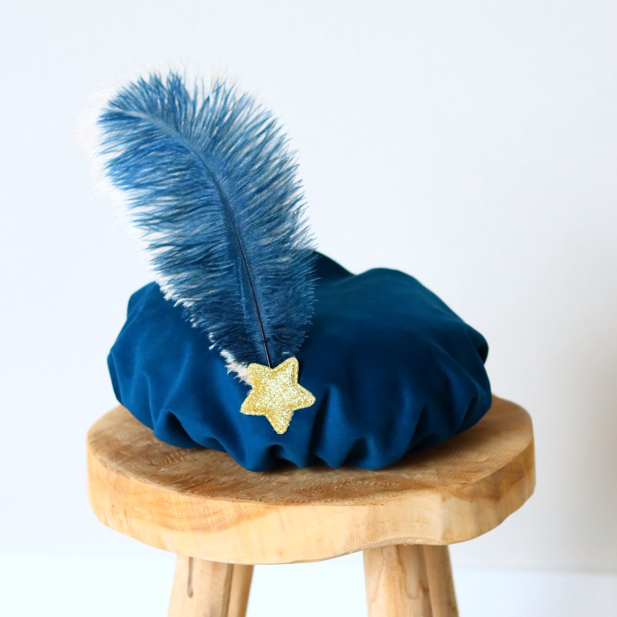 Luxe handgemaakte Pietenmuts Blauw – Velours – Sinterklaas Verkleed Muts Kind – vanaf 2.5 jaar