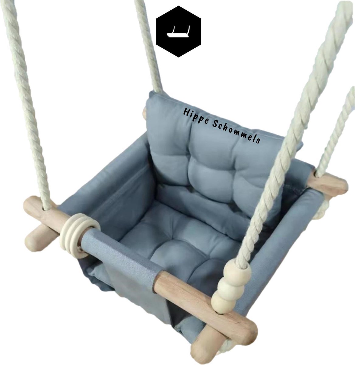 Baby / Kinder   voor binnen of buiten! - Baby Swing Geruit Blauw -  stoel inclusief Zachte Kussens en Bevestigingsmaterialen