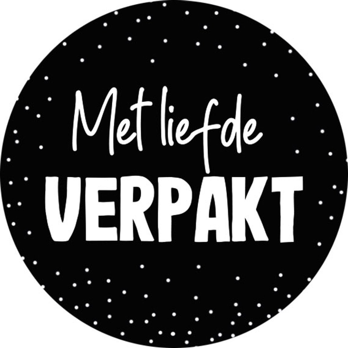 500 Stickers op rol - Sticker Met liefde verpakt - sluitsticker - verpakkingssticker - wensetiket - stickerrol - Hippekaartjeswinkel