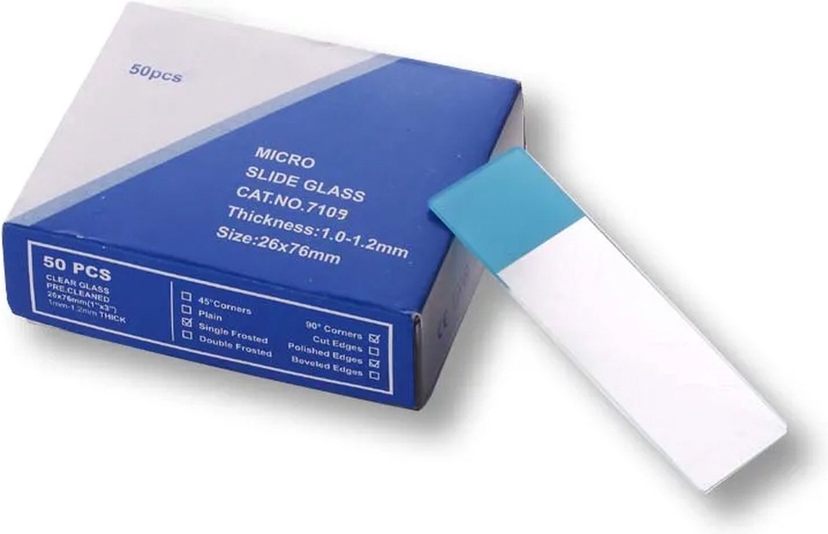 Objectglaasjes met schrijfvlak 76mm x 26mm (50stuks) 0,8-1.0mm dik
