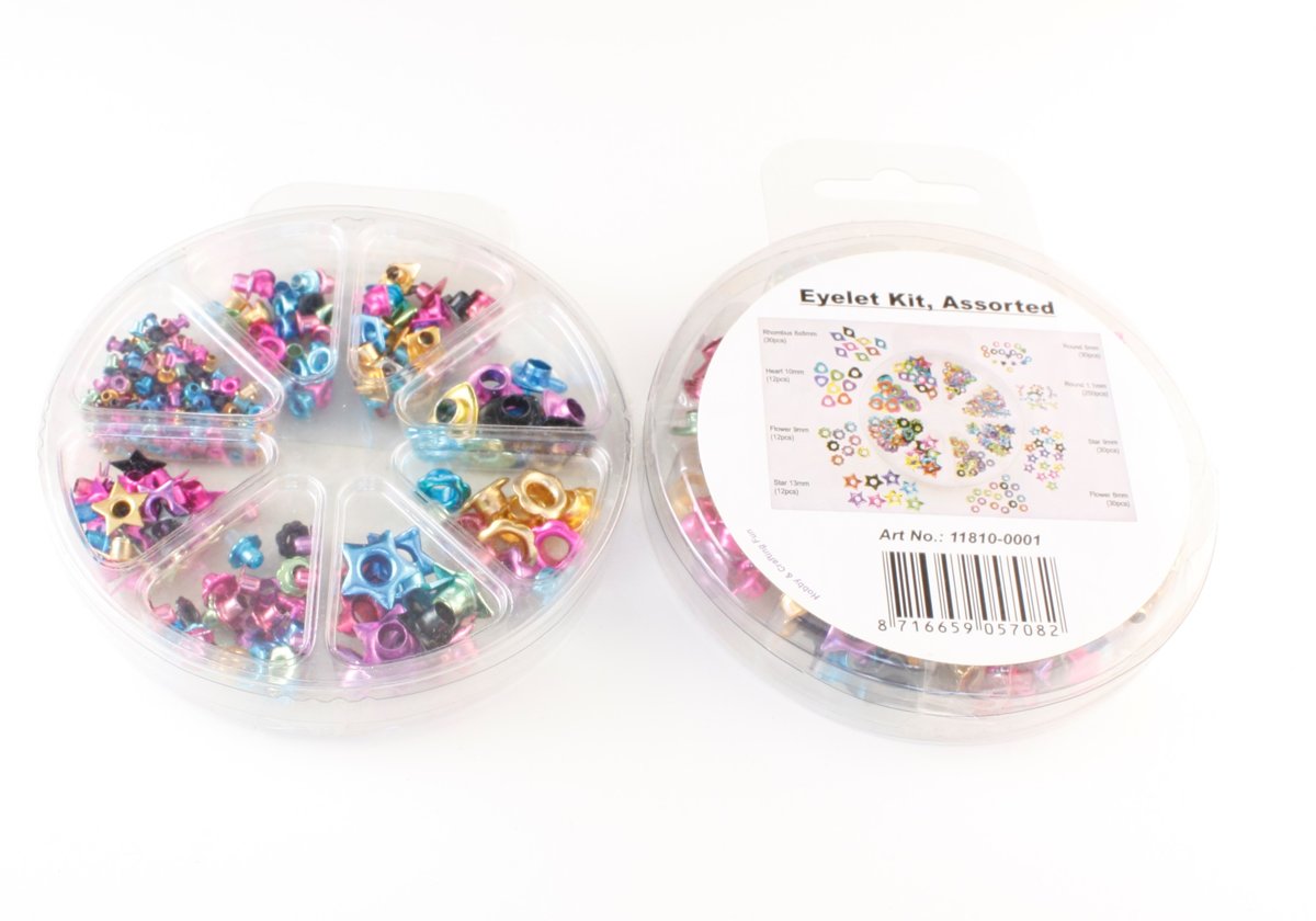 406 Scrapbooking Eyelets, verschillende kleuren en 8 verschillende vormen