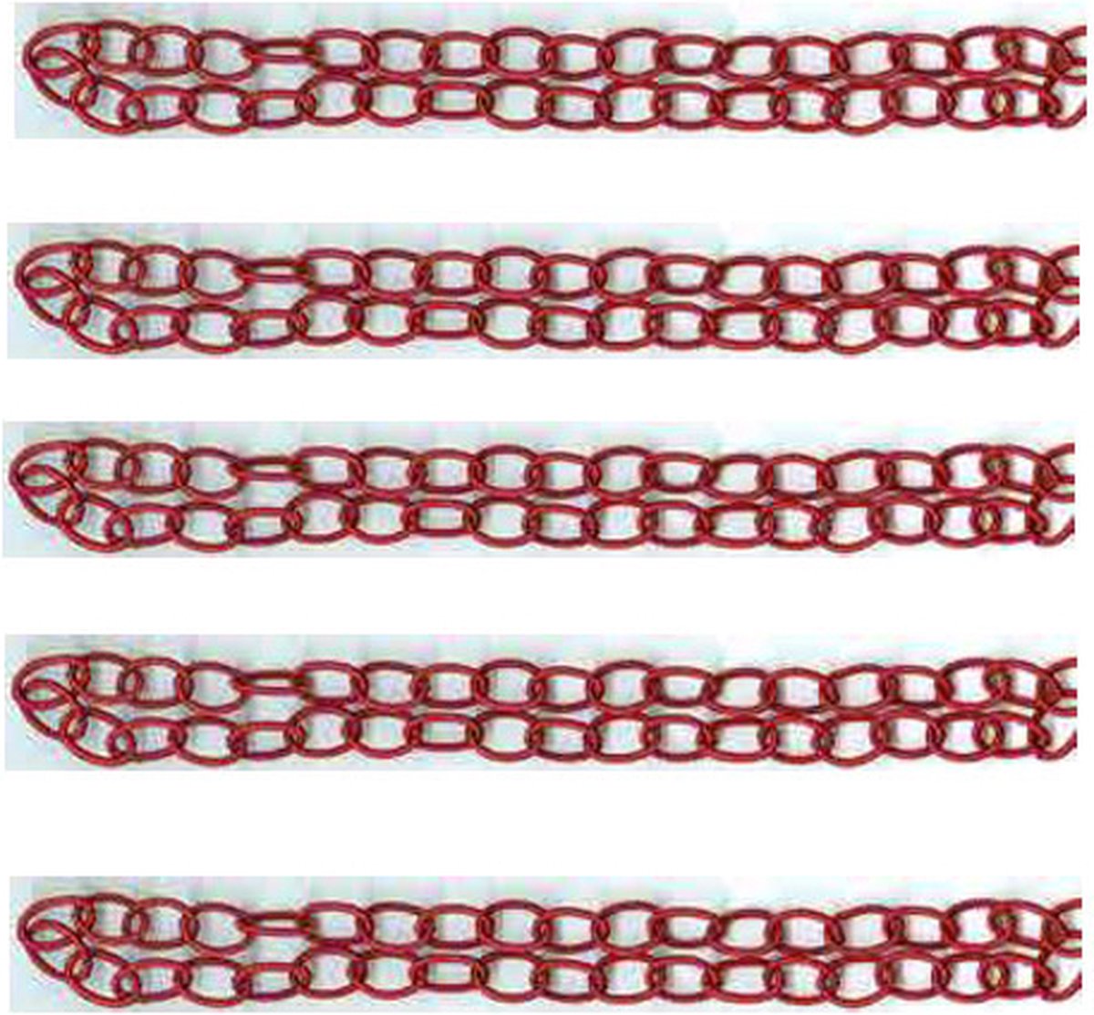 5x Silky Chain Medium - Rood - 11x15mm en 50cm Lang