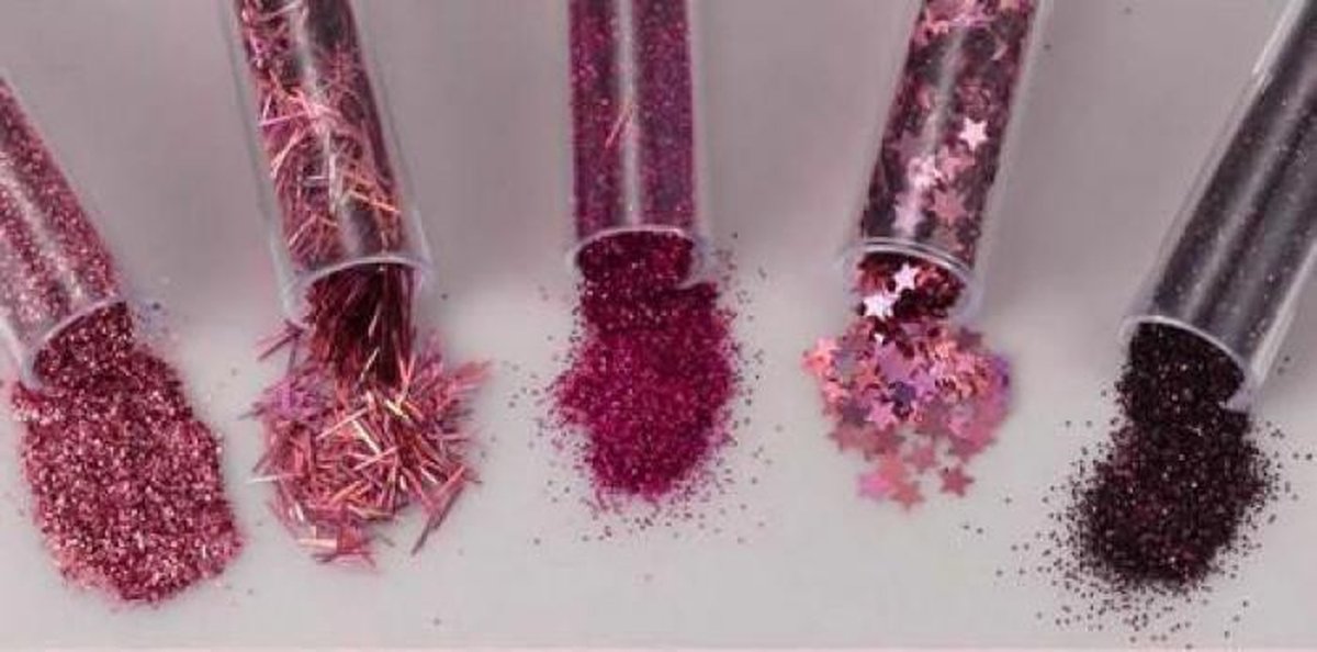 Glitterset assorti Cerise 1.8 Gram 5 Stuks