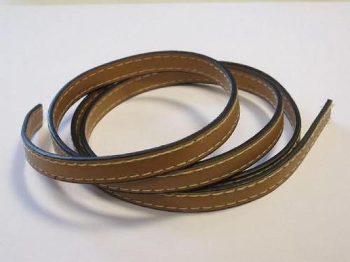 Koord imitatieleer plat 9mmx1.5 Millimeter licht bruin 1m